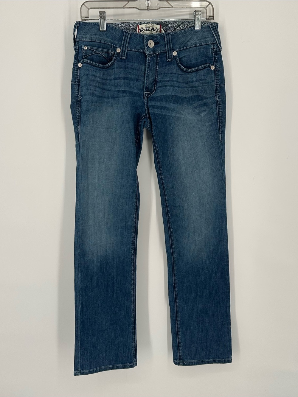 Ariat Women's REAL Mid Rise Straight Celine Stevie Jeans Cotton Size 28 Denim